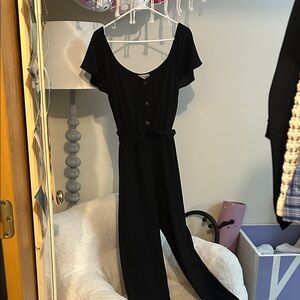 Monteau Black Flutter Sleeve Jumpsuit